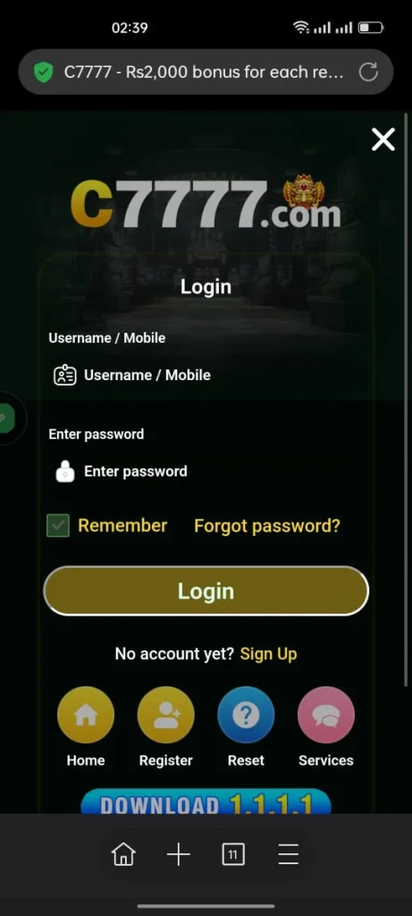 C7777 Game Login